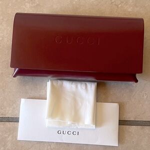 Gucci Deep Red Sunglasses Case with Cloth
